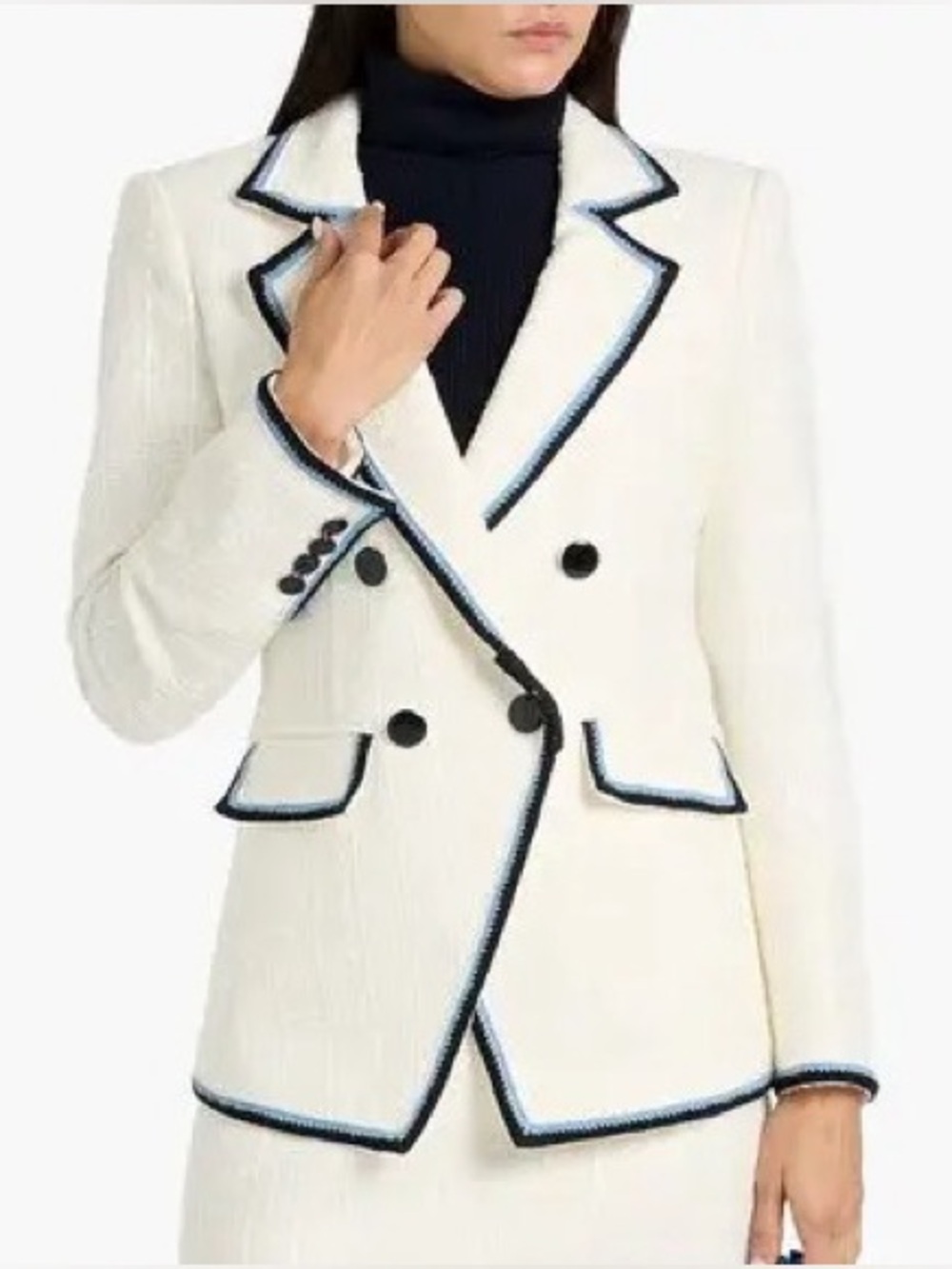 NWT $698 Veronica Beard Taja Double Breasted Tweed Dickey Jacket